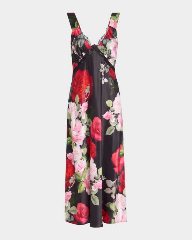 Joyelle Floral-Print Midi Slip Dress